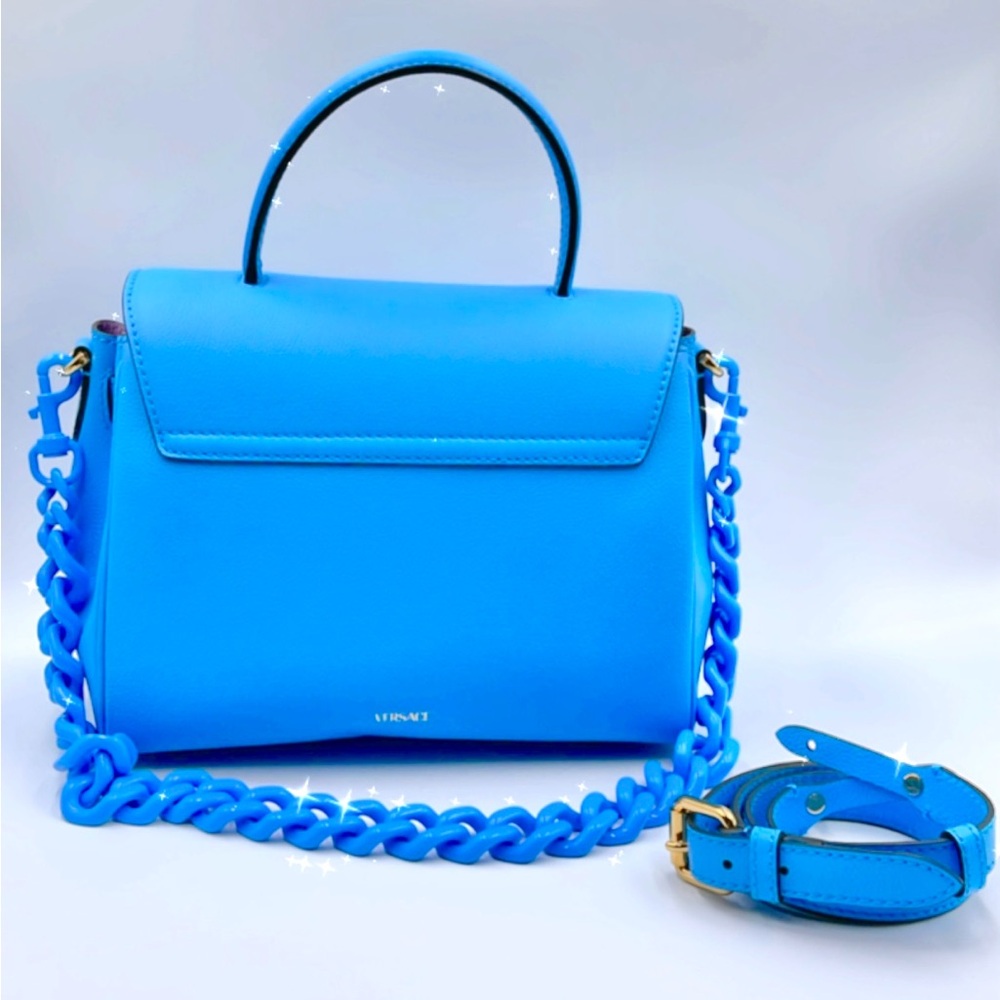 Versace blue top handle satchel bag - Picture 3 of 4
